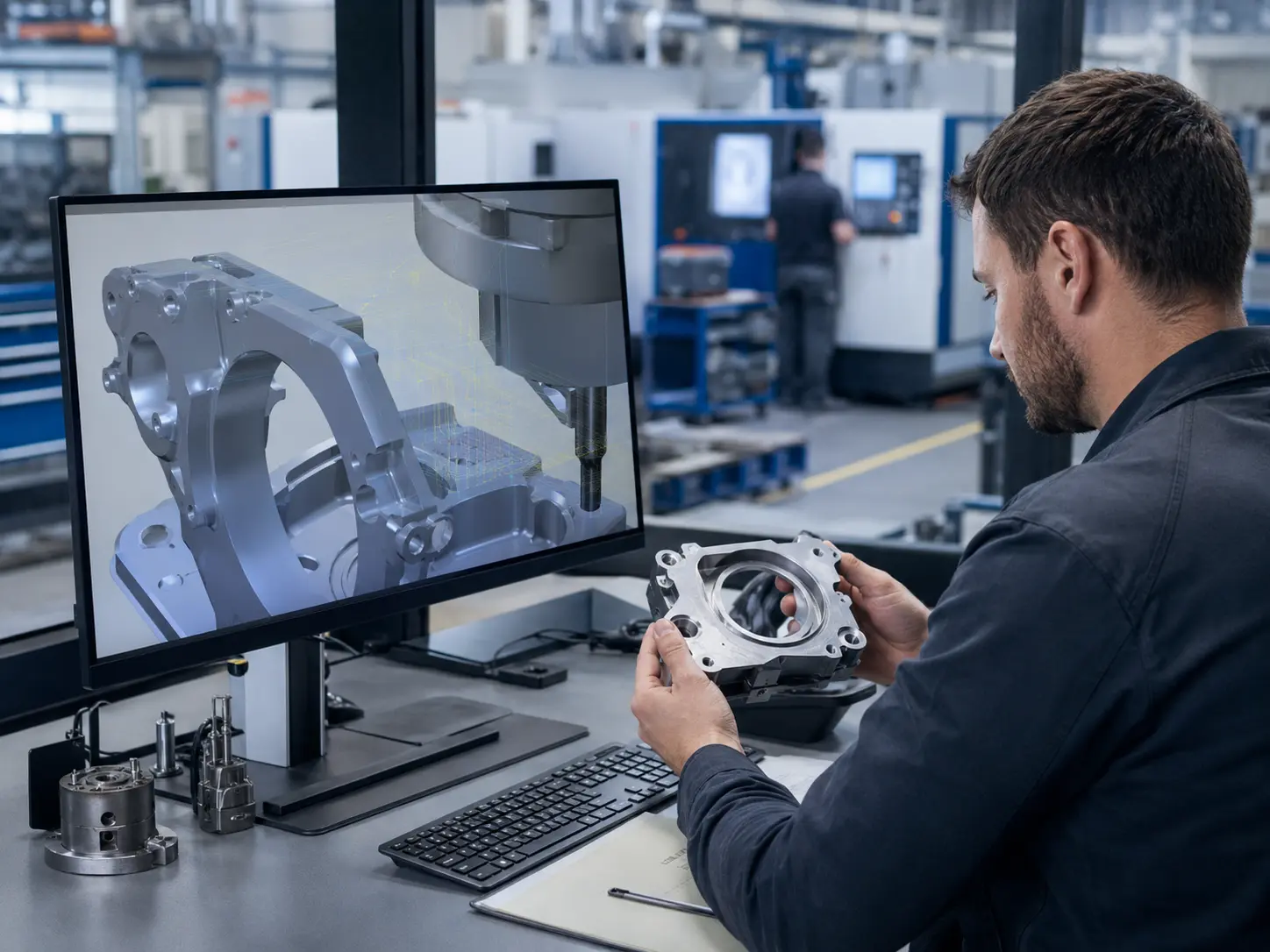 Инженер готовит CAD-модель и CAM-траектории для производства